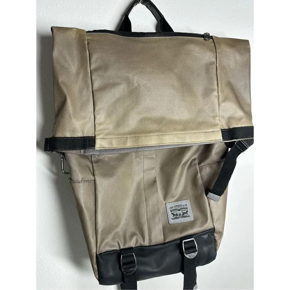 Levi's Men's Valencia Roll Top Backpack Men's Roll Top Backpack Tan Black *Notes